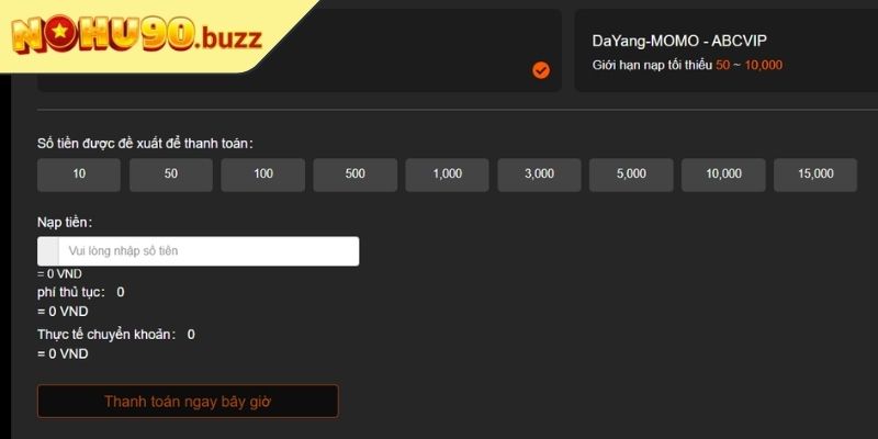 Cách nạp tiền vào tài khoản